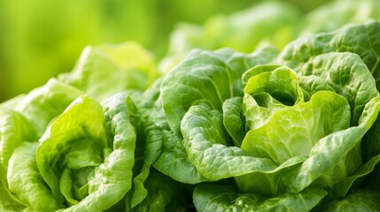 Obraz premium Fresh Butterhead Lettuce in Close-Up, Showcasing Nature's Vibrant Beauty and Delicate Texture 