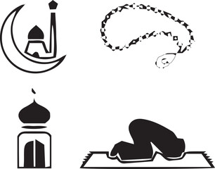 Islamic religion vector set 