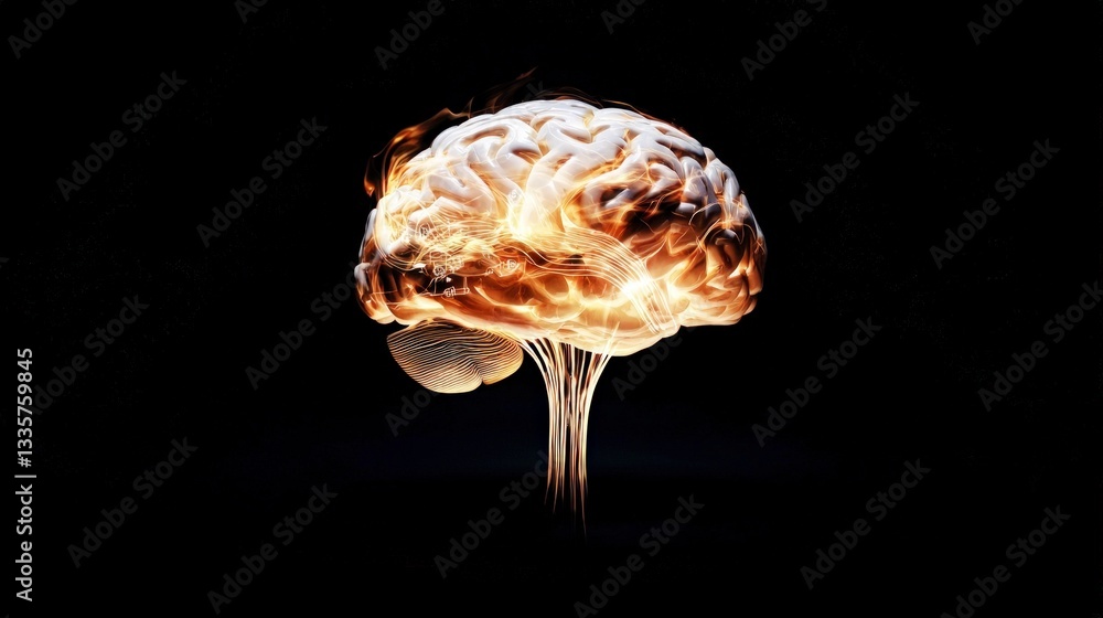 Aufkleber human brain ai neural network glowing abstract high resolution image