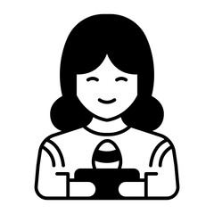 Girl hold egg black icon