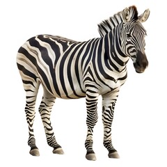 Fototapeta premium Majestic Zebra Standing Gracefully in Natural Pose Against White Background