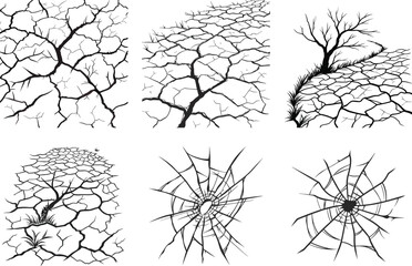 Obraz premium Cracked Earth And Thunderbolt Veins High Resolution Texture Bundle.