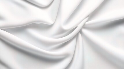 Obraz premium Elegant White Fabric: A close-up view reveals the graceful folds of a luxurious white fabric, creating a sense of gentle movement and serene smoothness.