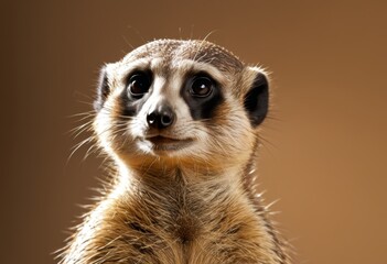 Fototapeta premium There's a close-up of a mongoose looking at the camera