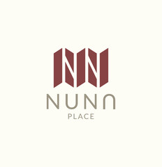 Intial NN Paper Map Logo Design Template for Company, Adventure and Building Vector