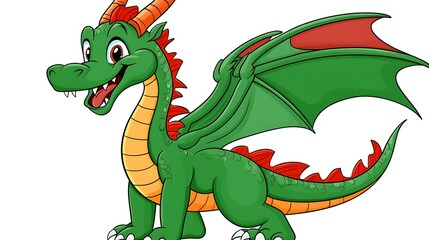 Fototapeta premium Happy green cartoon dragon.