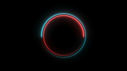neon circle illustration on black background.