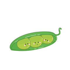 Green peas with cute face emoji