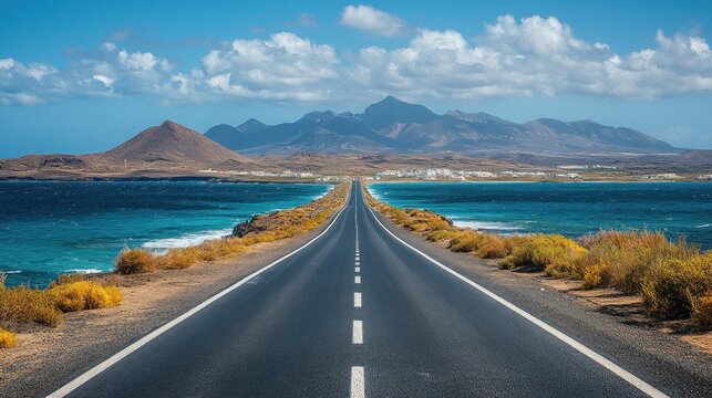 Ocean Road Trip: Coastal Highway with Stunning Mountain Views