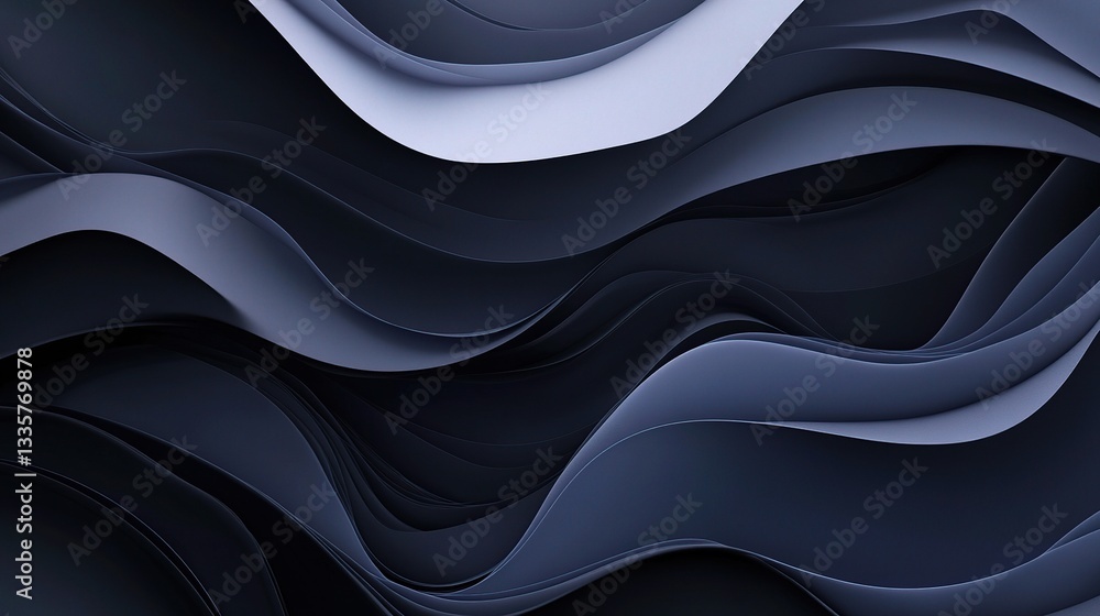 Poster abstract fluid art with layered wave forms: a captivating abstract design featuring a gradient of la