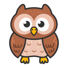 Cute Cartoon Owl Illustration. Owls birds wildlife forest animals 