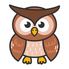 Cute Cartoon Owl Illustration. Owls birds wildlife forest animals 