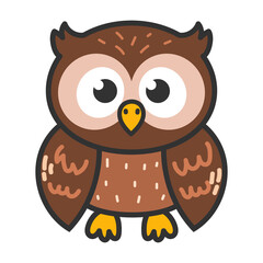 Cute Cartoon Owl Illustration. Owls birds wildlife forest animals 