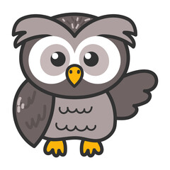 Cute Cartoon Owl Illustration. Owls birds wildlife forest animals 