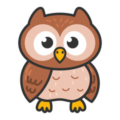 Cute Cartoon Owl Illustration. Owls birds wildlife forest animals 