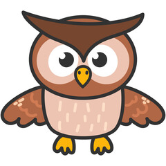 Cute Cartoon Owl Illustration. Owls birds wildlife forest animals 