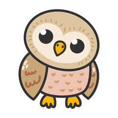 Cute Cartoon Owl Illustration. Owls birds wildlife forest animals 
