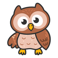 Cute Cartoon Owl Illustration. Owls birds wildlife forest animals 