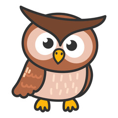 Cute Cartoon Owl Illustration. Owls birds wildlife forest animals 