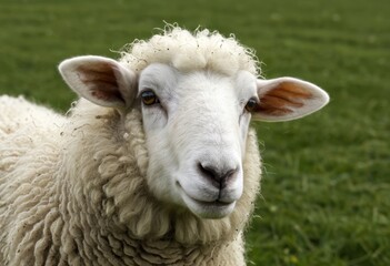 Obraz premium There was a sheep standing in the grass looking at the camera