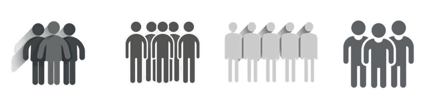 Group figures, various sizes, neutral background isolated on white or transparent