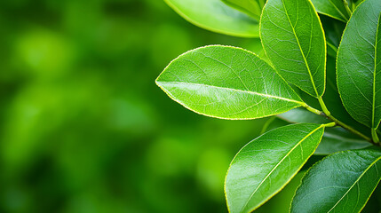 Obraz premium Fresh Green Leaves Displaying Serenity and Life in Nature at Garden Plant Growing Season