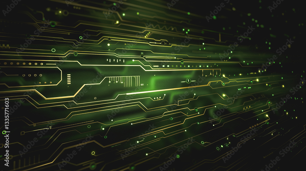 Poster circuit board: an abstract composition of a circuit board, displaying a network of interconnected li