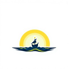 Sunset Sailboat Ocean Serene Seascape Illustration