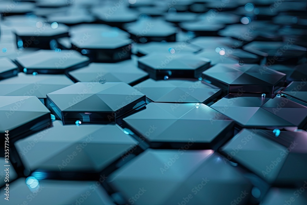 Poster abstract 3d rendering of futuristic surface with hexagonshigh detail, 8k