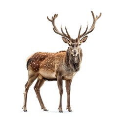 Fototapeta premium Majestic Male Deer Displaying Antlers in Studio Setting