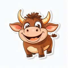 A cheerful cartoon cow character with a big smile and playful demeanor.
