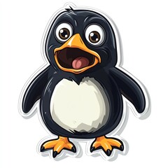 Obraz premium A cheerful cartoon penguin character with a big smile and playful demeanor.