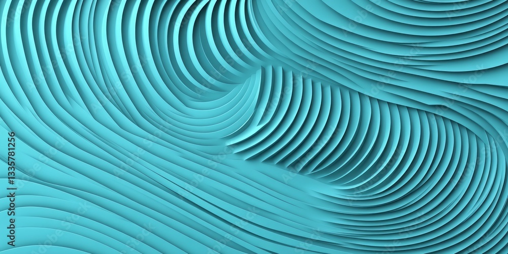 Poster turquoise abstract background with layered curved shapes and shadows