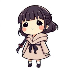 Adorable Anime-Style Girl Illustration Cute Kawaii Character Design