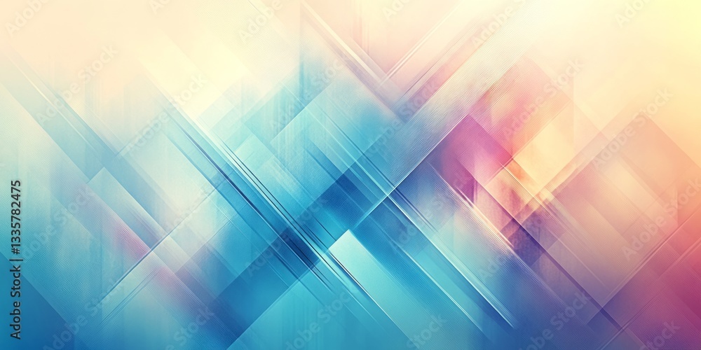 Poster abstract geometric composition featuring diagonal lines and soft colors