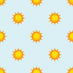 Sun vector seamless pattern. Modern simple orange sun shapes