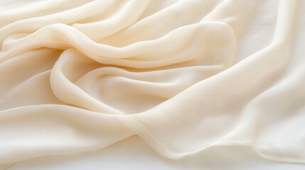 Fototapeta premium Soft ivory white organza fabric with delicate texture and flowing folds, creating elegant and airy appearance