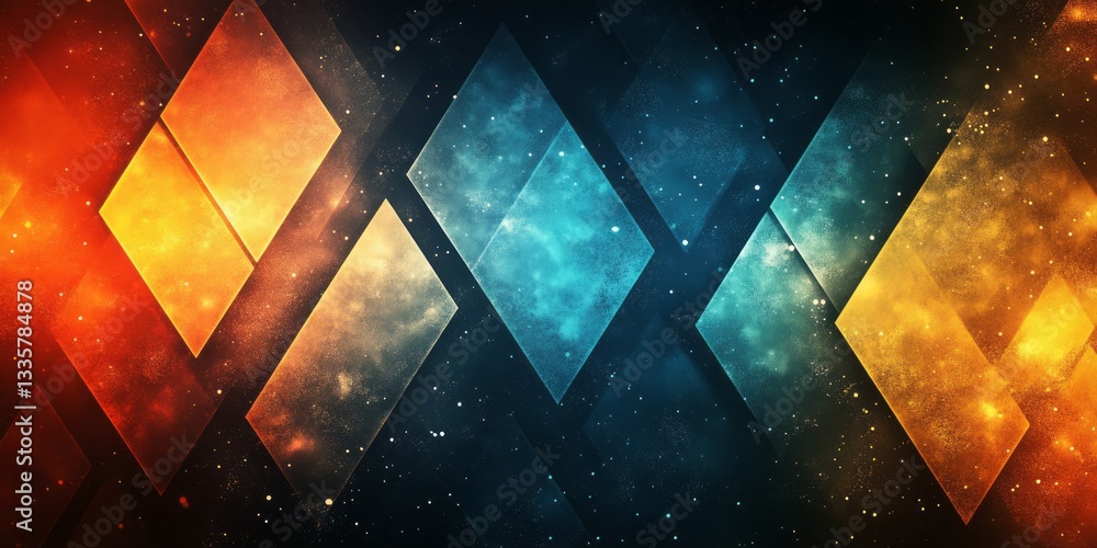 Poster diamond shaped tiles create an abstract colorful geometric pattern