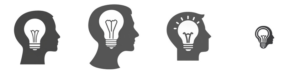 Idea generation process stages isolated on white or transparent