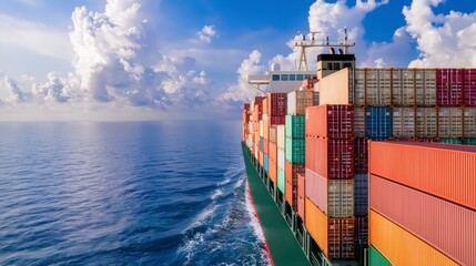 Global Trade  Container Ship at Sea  Blue Ocean  Cargo  Logistics