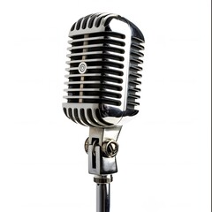 Fototapeta premium Vintage Microphone on White Background for Audio and Music Themes