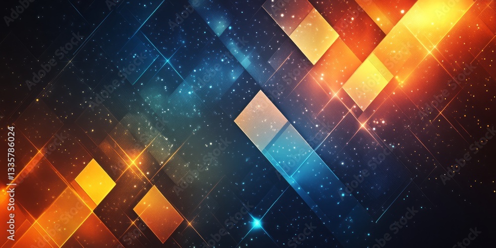 Aufkleber abstract geometric patterns with sparkling stars and cosmic theme