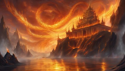 Fantasy fire castle