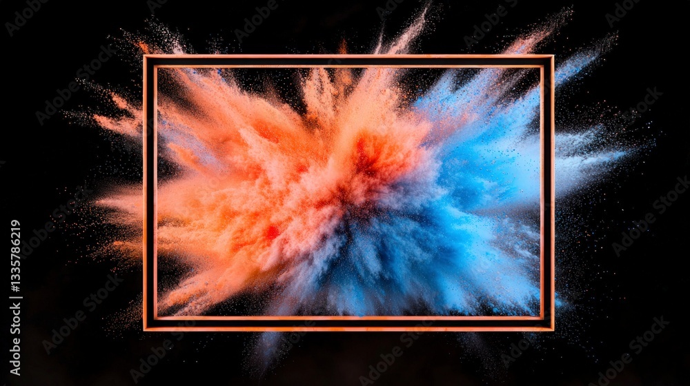 Aufkleber abstract color explosion in frame creative artistic dynamic high resolution image
