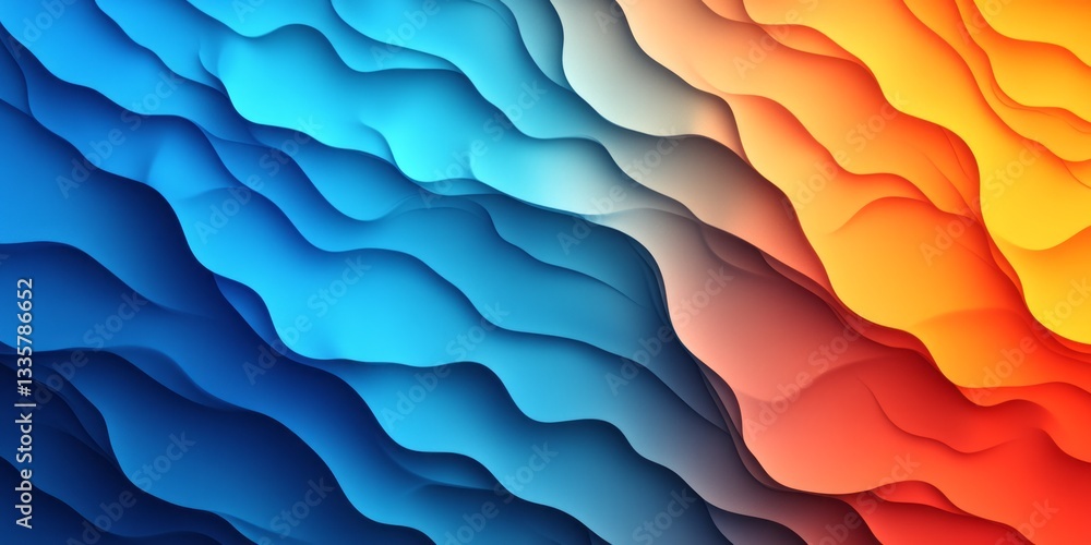 Poster abstract waves with varying colors cascade across the image plane