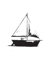 A beautiful hand drawn sailboat in black and white. Perfect for nautical wall art, tattoos, digital prints, and ocean-inspired designs for a minimalist and artistic touch.