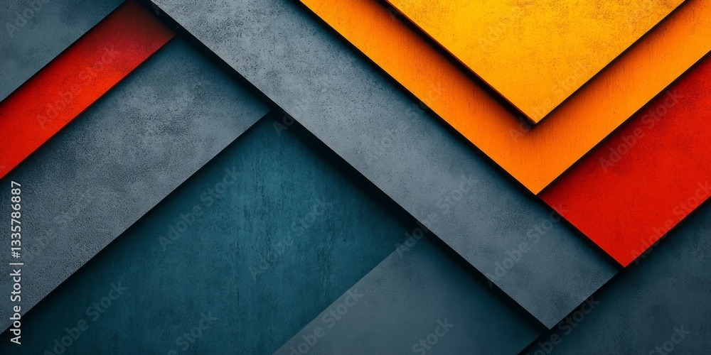 Poster abstract angled layers feature a blend of colorful textured panels