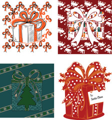 Create aBow pattern. Christmas seamless vintage ribbon vector illustration. Gift drawing, cute present crayon design. Colorful doodle hand drawn bow pattern. Seamless ribbon print white  background.