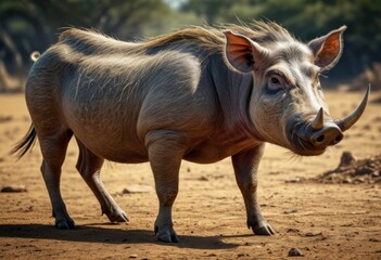 Fototapeta premium A large brown animal stood in the mud