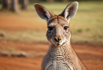 Obraz premium A kangaroo stands in the dirt